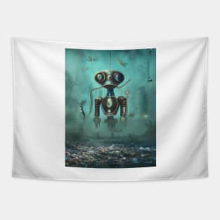 Alien robot at bottom of ocean, AI art Tapestry