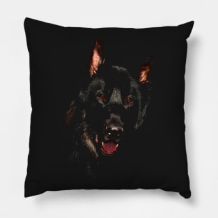 german shepherd, black shirt Pillow
