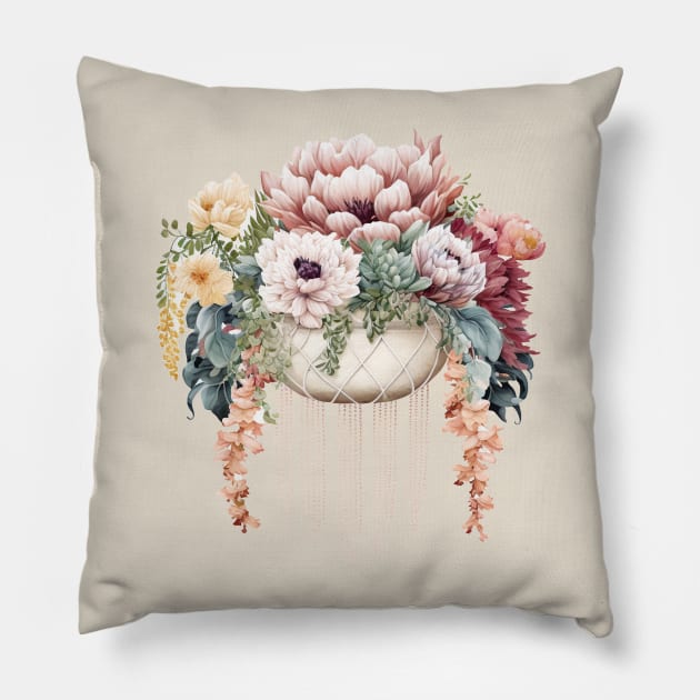 Hanging Basket of Blooms Pillow by bztees3@gmail.com