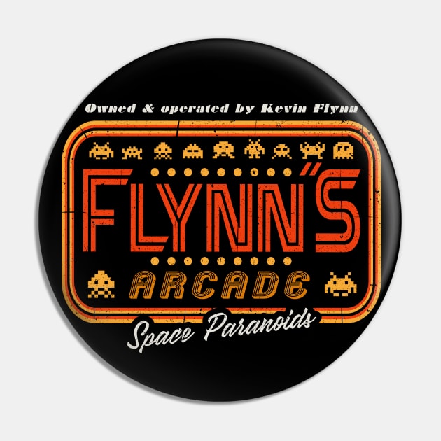 Flynn's Arcade Sign Pin by Alema Art