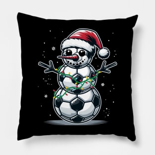 Funny Christmas Soccer Ball Snowman Soccer Lover Pillow