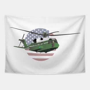 Green American Helicopter with Flag Tapestry