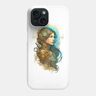 Steampunk Golden Woman - A fusion of old and new technology Phone Case