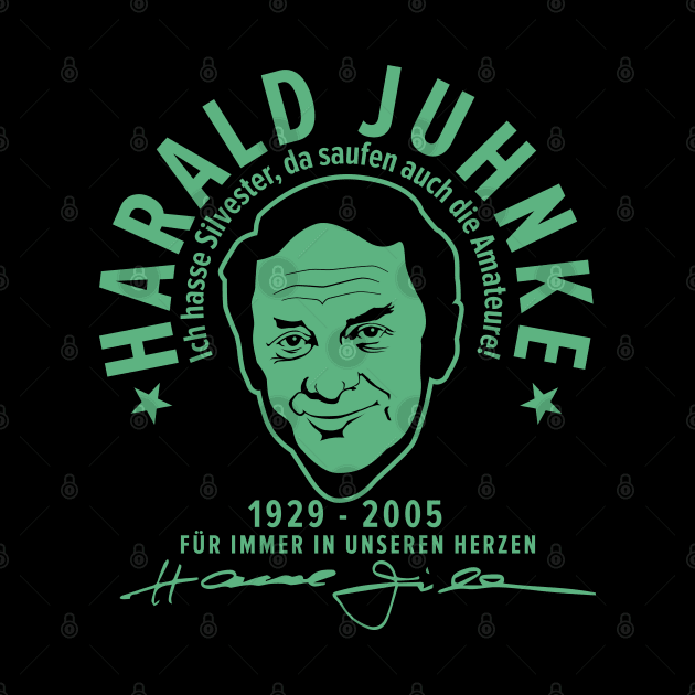 Harald Juhnke Portrait Logo - „Ich hasse Silvester“ Quote Design by Boogosh