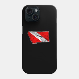 Montana Dive Flag Scuba Diving State Map Dive Flag Distressed Phone Case