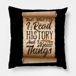 That's What I Do, I Read History and I Know Things Pillow