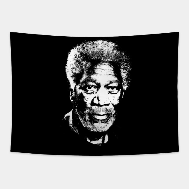 Morgan Freeman Portrait Pop Art Tapestry by phatvo