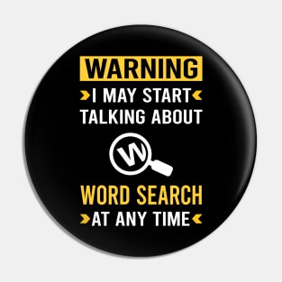 Warning Word Search Pin