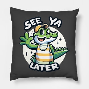 See You Later Alligator Funny Goodbye goodbye Gator Design Pillow