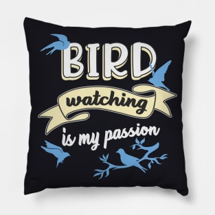 Birdwatching Typography Pillow