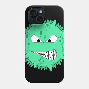 Angry turquoise virus with fierce eyes Phone Case