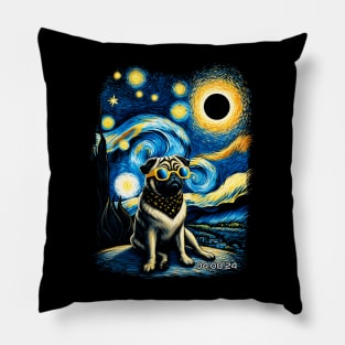 Pug Eclipse Prowess: Stylish Tee Featuring Charming Pug Pals Pillow