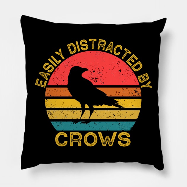 Easily Distracted By Crows Pillow by Wakzs3Arts