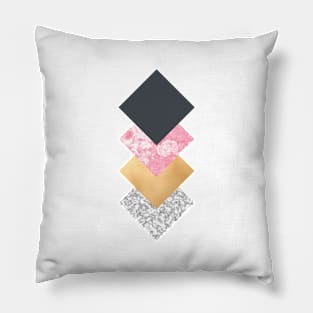 Geometric Diamonds - Slate Rose and Gold Pillow