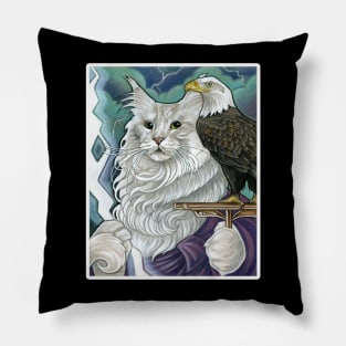 Cat Zeus - White Outlined Version Pillow