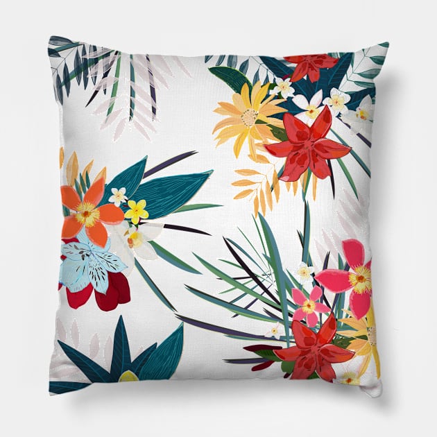 Frangipani lily palm Pillow by GULSENGUNEL