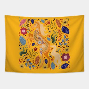 folk horse flower hand drawn Tapestry