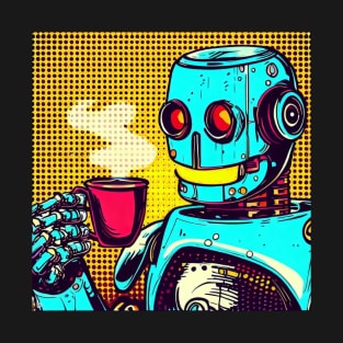 Coffee Love by Robot in Space Artificial Intelligence Pop Art t Style T-Shirt