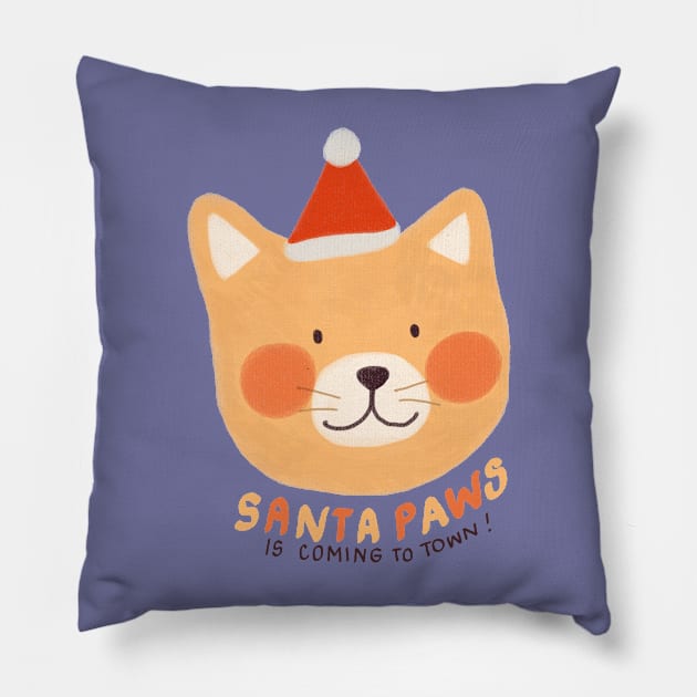 Santa Paws is Coming to Town Pillow by aaalou