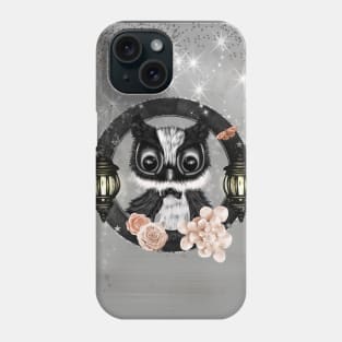 Cute little owl with flowers Phone Case