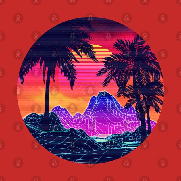 Vaporwave rocks and palm trees by AnnArtshock