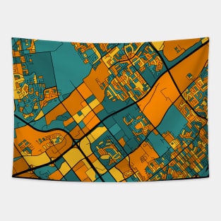 Laval Map Pattern in Orange & Teal Tapestry