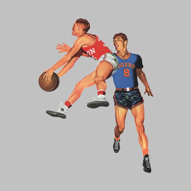 Vintage Sports Basketball Players Dribbling the Ball by MasterpieceCafe