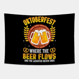 Oktoberfest Beer Flows Laughter Never Ends German Party Tapestry