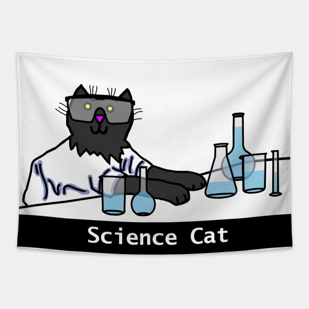 Science Cat Tapestry by ellenhenryart