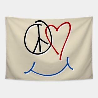 Peace Love Happiness Symbol Tapestry