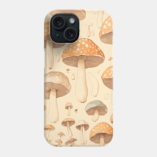 Vintage seamless pattern of mushrooms Phone Case