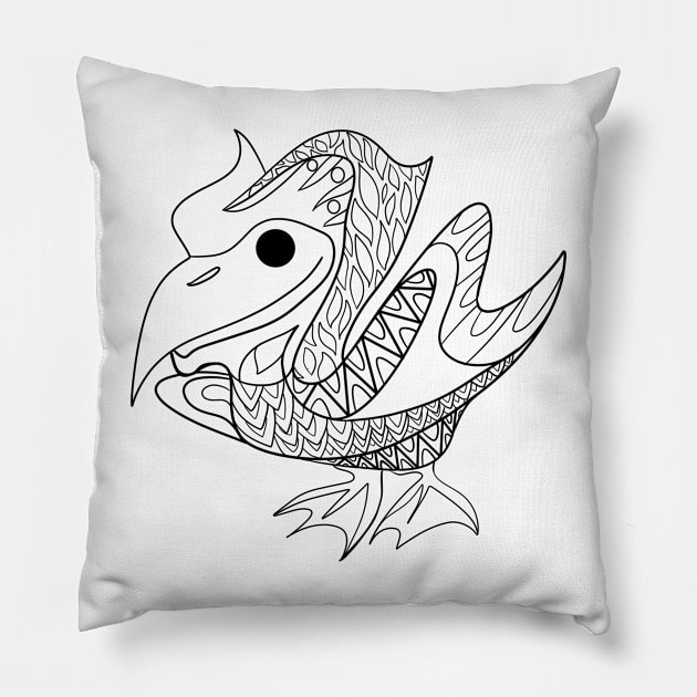 mexican pelican bird ecopop art in pattern cute style Pillow by jorge_lebeau