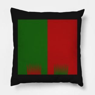 Hochland Heraldry Colours - Halved with Flame Edging - Red and Green Pillow