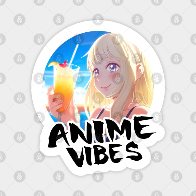 Cute Anime Girl on vacation - Anime Shirt Magnet by KAIGAME Art