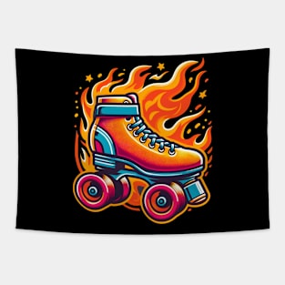 Flaming skate for Roc City Roller Derby Tapestry