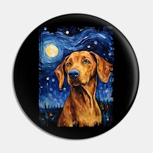 Redbone Coonhound Dog Starry Night Painting Dog Mom Dad Pin