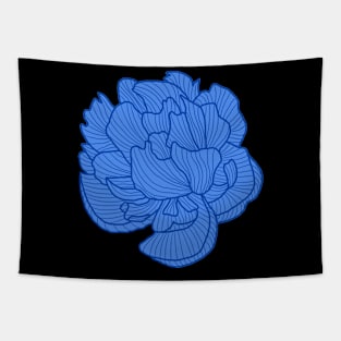 Peony line-art blue/navy Tapestry