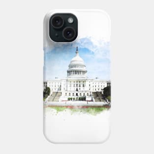 Washington DC Capitol Hill blissful Watercolor Painting Phone Case