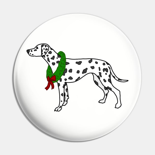 Festive Dalmatian in Wreath Pin by Art by Lex