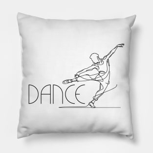 Black one line art Contemporary Male dancer Pillow