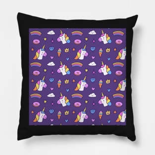 Purple Unicorn Pattern Pillow