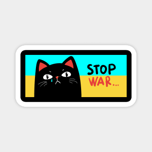 Stop war banner, poster, flyer, card, print design with grumpy black cat Magnet