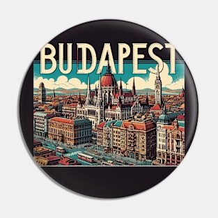 Budapest Travel Retro Poster Pin