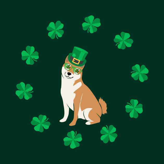 Saint Patrick's Day with Shiba Inu and Cloverleaf by Seasonal Dogs