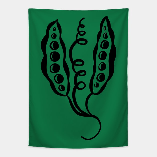 Pea Pods black Tapestry by Rebelform