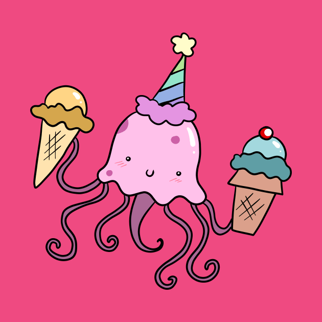 Party Jellyfish with Two Icecream Cones by saradaboru