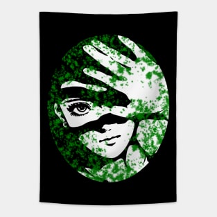 Punk Fashion Style Oval Green Glowing Girl Tapestry