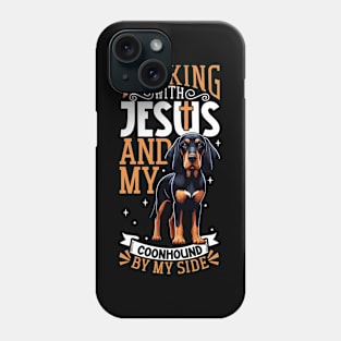 Jesus and dog - Black and Tan Coonhound Phone Case