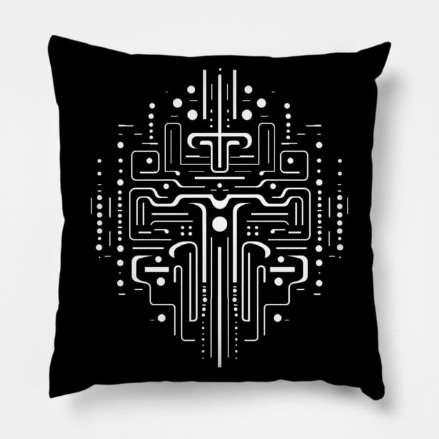 Sacred Geometry Fractal Art Microchip Pillow by Nightarcade