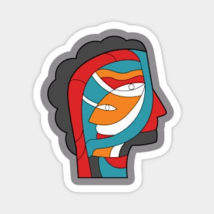 Abstract Modern Face Portrait. Face Illustration. Contemporary Drawing in Modern Style Magnet